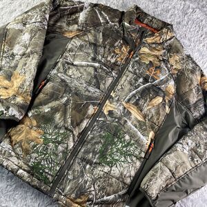 Realtree Jacket Mens Extra Large Brown Orange Edge Pattern Hunting Hiking